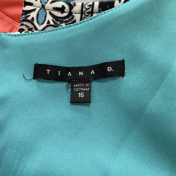 Tiana B Womens SZ 16-Multicolored Sheath Knee Length Dress-Cap Sleeve-Stretch - Picture 5 of 16